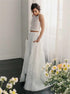 A Line Scoop Floor Length Sleeveless Tulle  Appliques Prom Dress LBQ2851